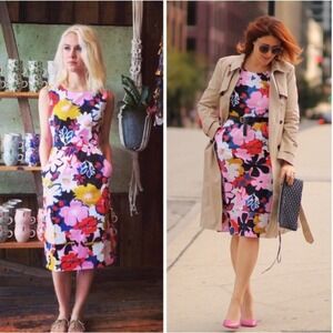 Anthropologie Whit Two Petalprint Cross Back Dress Size 6 Multi Tiki Floral